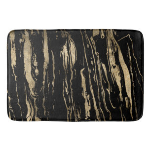 Modern Abstract Black Gold Marble Bath Mat