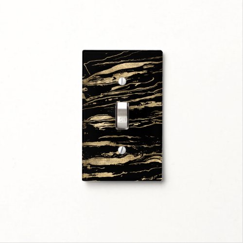 Modern Abstract Black Gold Marble  Light Switch Cover