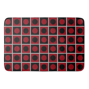 Modern Abstract Black Gray and Red Bath Mat