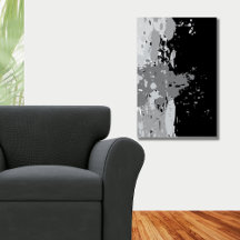 Modern Abstract Black & Gray Paint Splatter