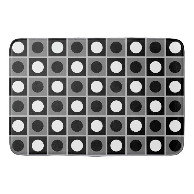 Modern Abstract Black Gray & White Bath Mat (Front)