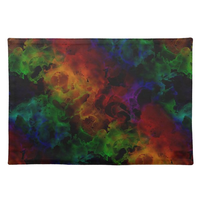 Modern Abstract Black Rainbow Cloth Placemat (Front)