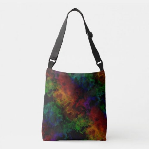 Modern Abstract Black Rainbow Crossbody Bag