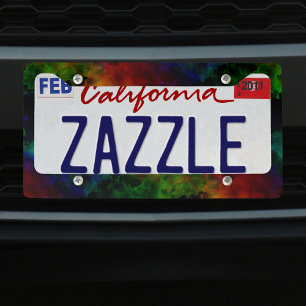 Modern Abstract Black Rainbow License Plate Frame