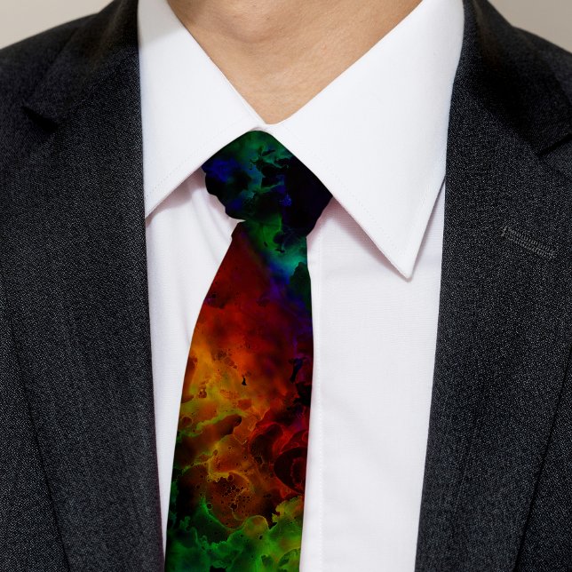 Modern Abstract Black Rainbow Neck Tie (Creator Uploaded)