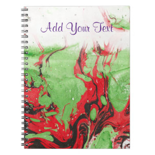 Modern Abstract Black Red Green White Template Notebook