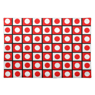 Modern Abstract Black Red & White Cloth Placemat