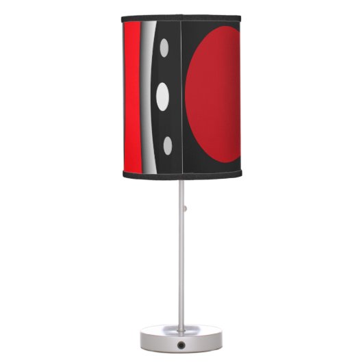 Modern abstract black, red, white table lamp (Back)