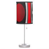 Modern abstract black, red, white table lamp (Left)