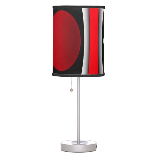 Modern abstract black, red, white table lamp (Right)