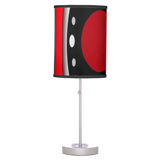 Modern abstract black, red, white table lamp (Front)
