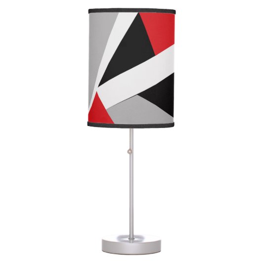 Modern abstract black, red, white table lamp (Front)