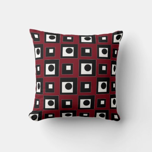 Modern Abstract Black Red  White Throw Pillow