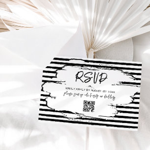 Modern Abstract Black Stripes Wedding RSVP Card