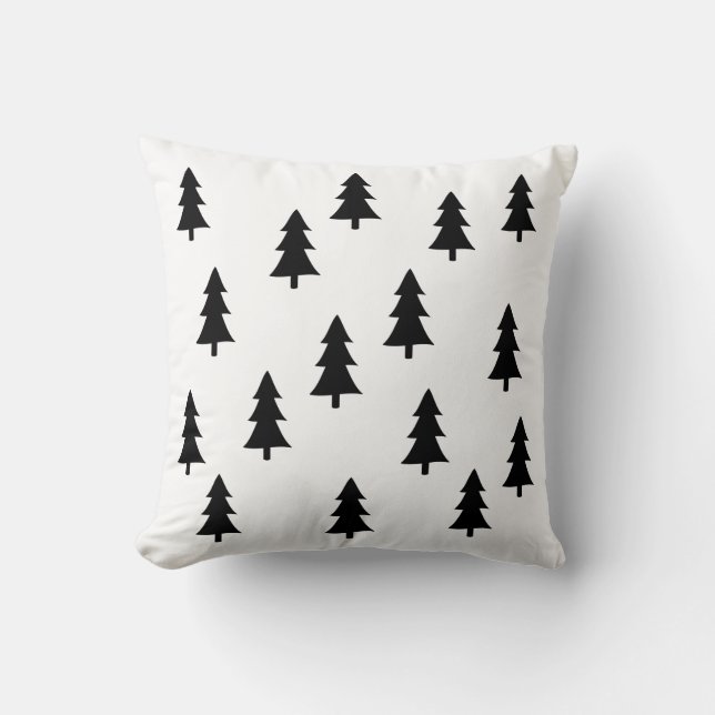 Modern abstract black trees Scandinavian style Throw Pillow (Front)