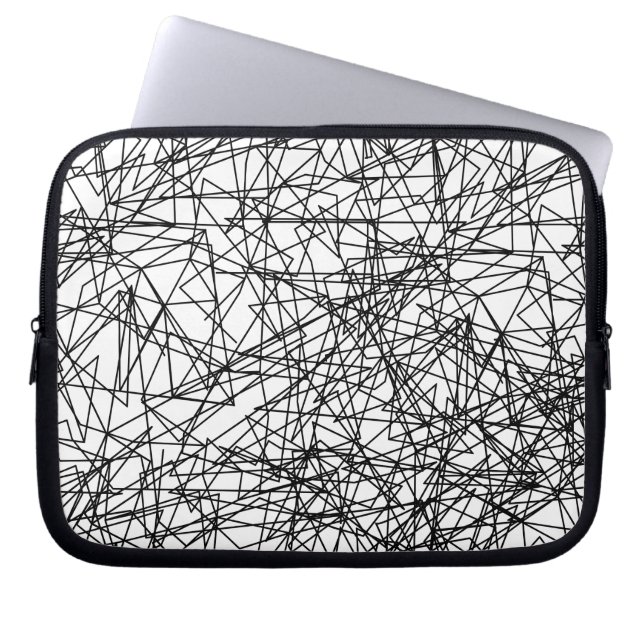 modern abstract black white artistic pattern laptop sleeve (Front)