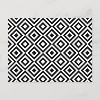 Modern Abstract Black White Geometric Pattern Postcard by pink_water at Zazzle