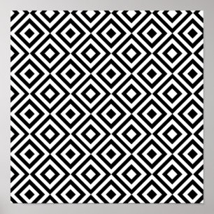 Modern abstract black white geometric pattern poster