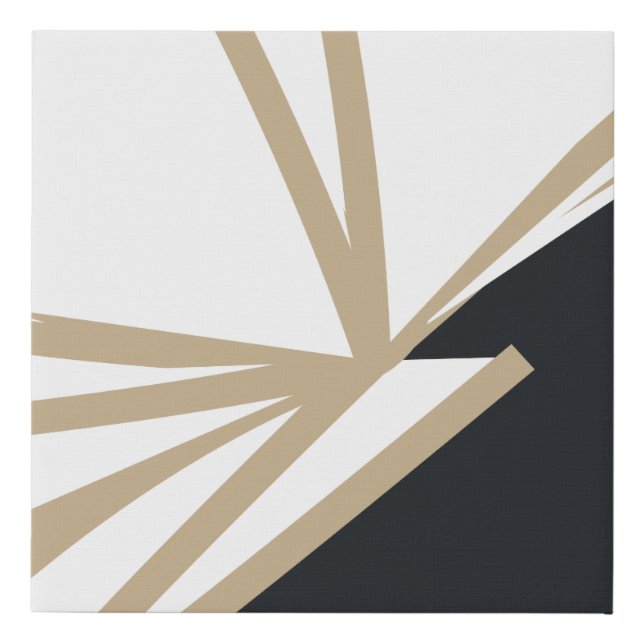 Modern Abstract Black White Gold Faux Canvas Print (Front)