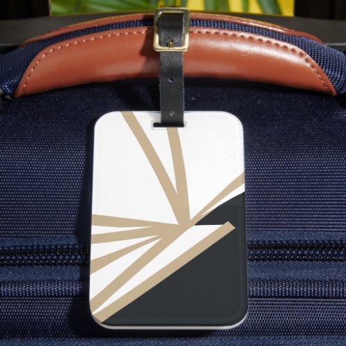 Modern Abstract Black White Gold Luggage Tag