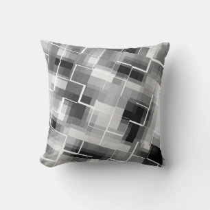 Modern Abstract Black White Gray Throw Pillow