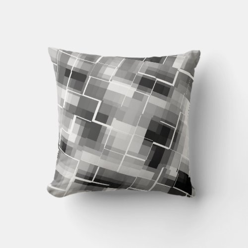 Modern Abstract Black White Gray  Throw Pillow