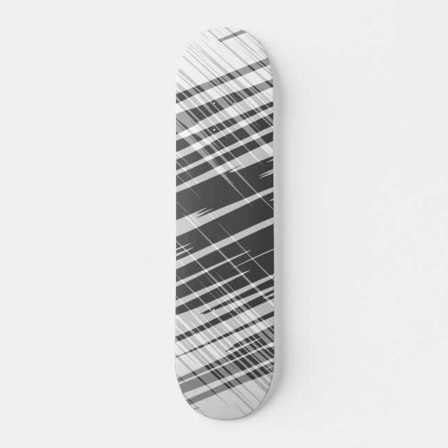 Modern abstract black white stripes pattern skateboard deck (Front)