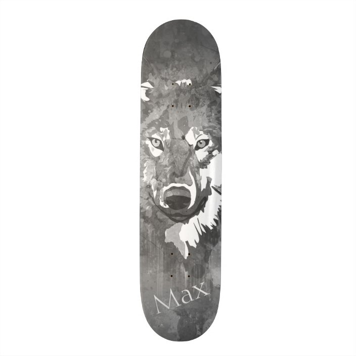 Modern Abstract Black White Watercolor Wolf Skateboard Zazzle Com