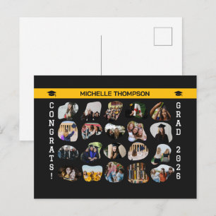 Modern Abstract Blob Geometry 20 Photo Grad Party Postcard