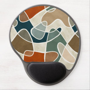 Modern Abstract Blobs, Teal, Rust, Olive, Brown Gel Mouse Pad