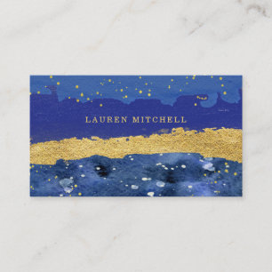 Modern Abstract Blue and Gold Business Card