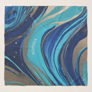 Modern Abstract-Blue and Gold- Scarf