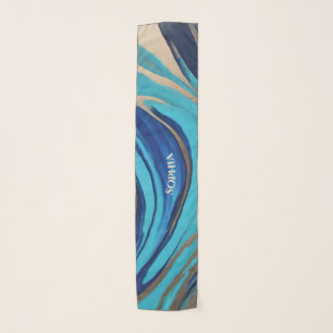 Modern Abstract-Blue and Gold- Scarf