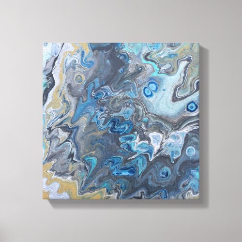 Modern Abstract Blue and Gray Painting Canvas Print