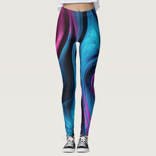 Modern Abstract-Blue and Pink- Leggings (Front)