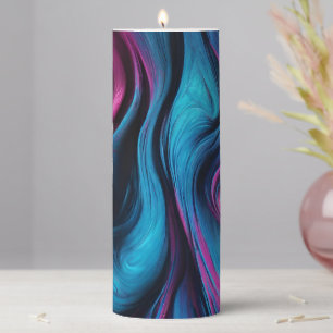 Modern Abstract- Blue and Pink- Pillar Candle