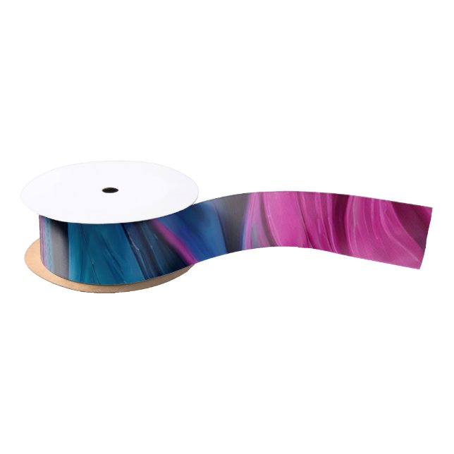 Modern Abstract-Blue and Pink- Satin Ribbon (Spool)