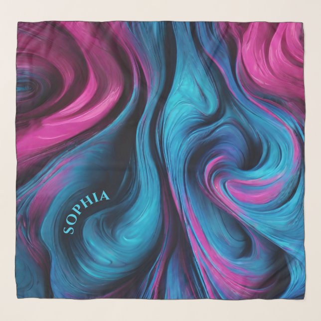 Modern Abstract-Blue and Pink- Scarf (Front)