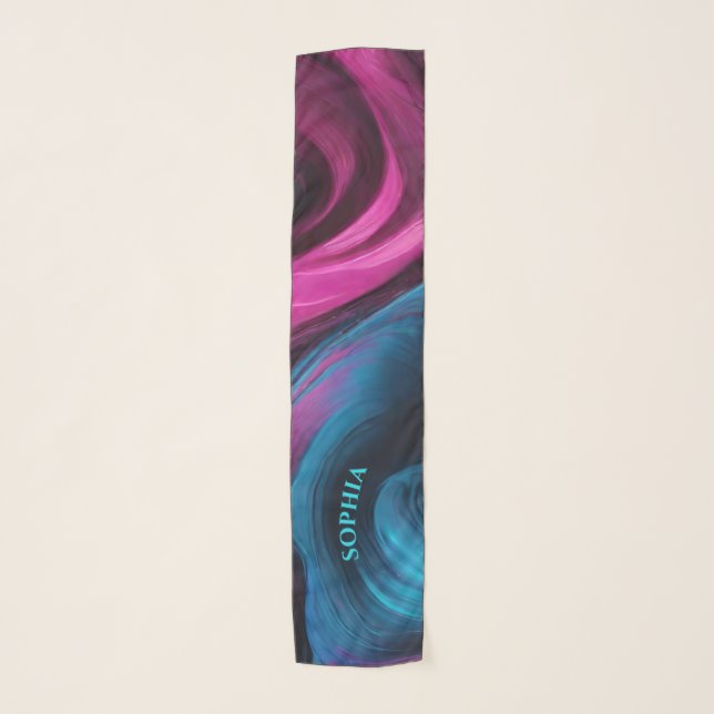 Modern Abstract-Blue and Pink- Scarf (Front)