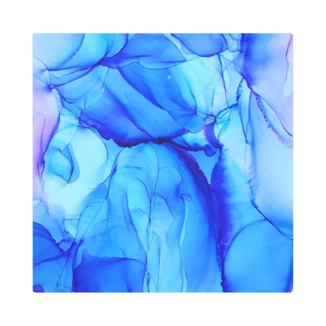 Modern Abstract Blue and Purple Ink Art (Front)