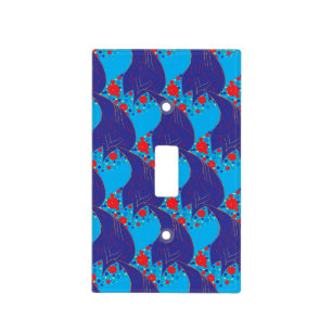 Modern abstract BLUE and red Rainbow drops pattern Light Switch Cover