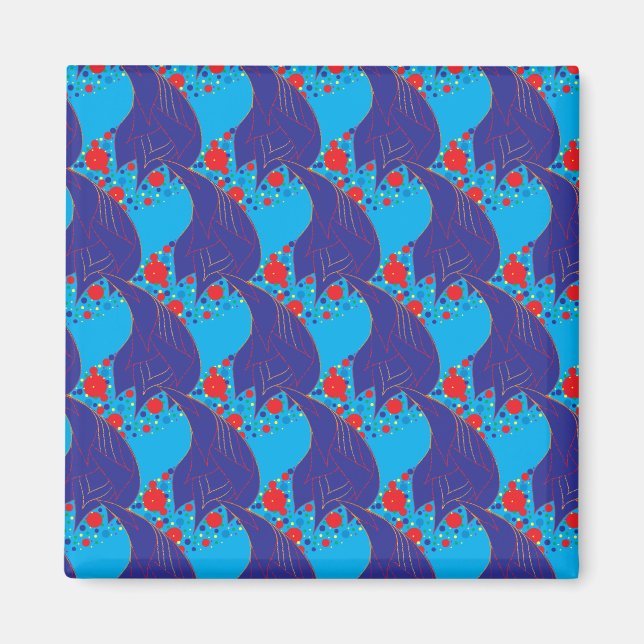 Modern abstract BLUE and red Rainbow drops pattern Magnet (Front)