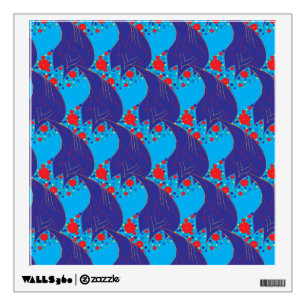 Modern abstract BLUE and red Rainbow drops pattern Wall Decal