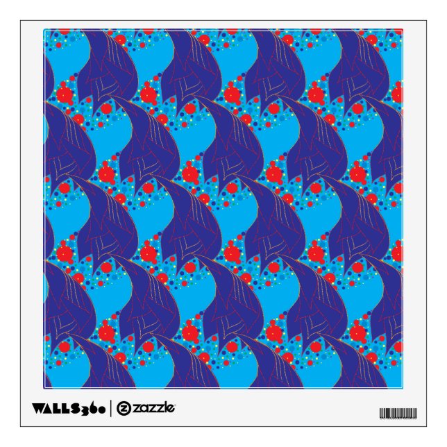 Modern abstract BLUE and red Rainbow drops pattern Wall Decal (Front)