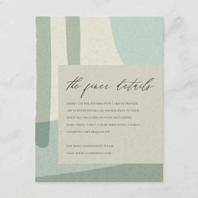 MODERN ABSTRACT BLUE ARTISTIC WEDDING INFORMATION ENCLOSURE CARD (Front)