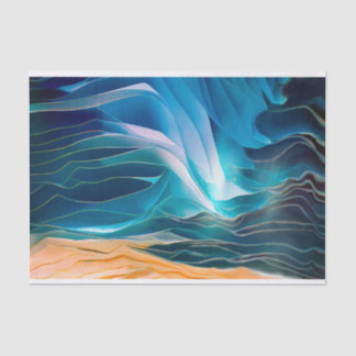 Modern Abstract Blue Beach Wave  Tissue Paper