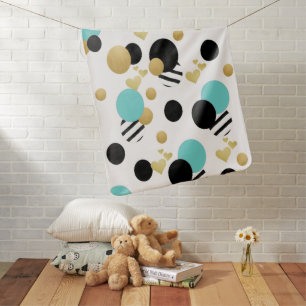 Modern Abstract Blue Black Gold Seamless Pattern Baby Blanket