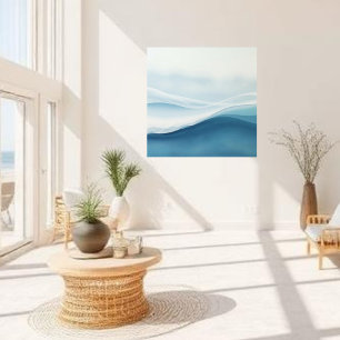 Modern Abstract Blue Calm Serene Waves Acrylic Print