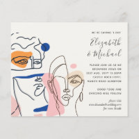 Modern Abstract Blue Coral Wedding Invites