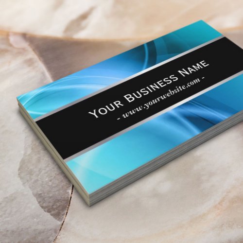 Abstract Blue Curves Black Belt Business Card